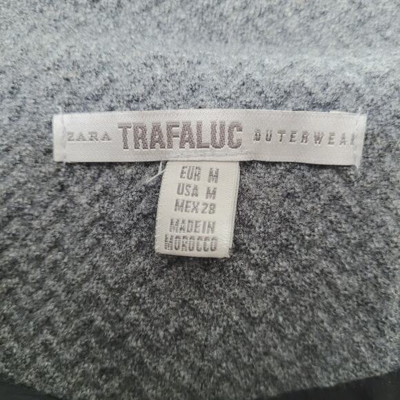 ZARA Trafaluc Outerwear Womens Gray Wool Blend Moto Biker Cropped Jacket Size M - Picture 7 of 8